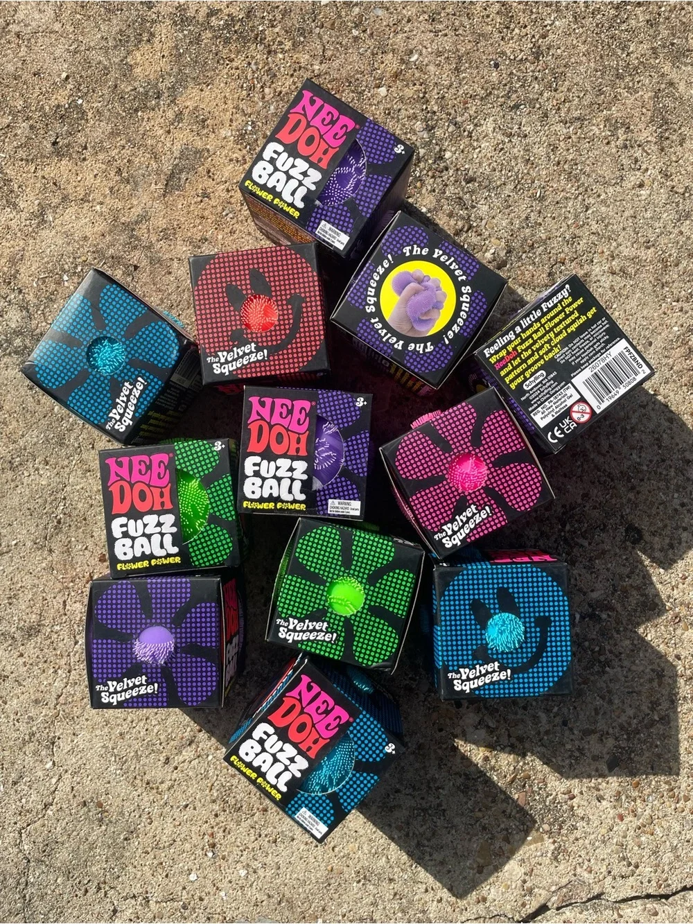 5 Pack - Schylling NeeDoh Fuzz Ball Flower Power [Full Color Set] 100% Authentic